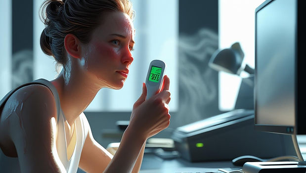 I would like someone who is at their workstation and who is hot with a thermometer in thei