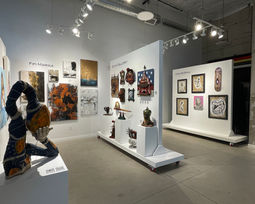 A gallery with walls of artwork