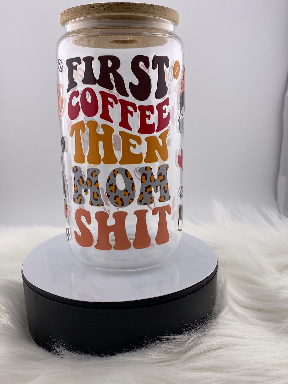 16 oz glass bamboo lid tumbler 