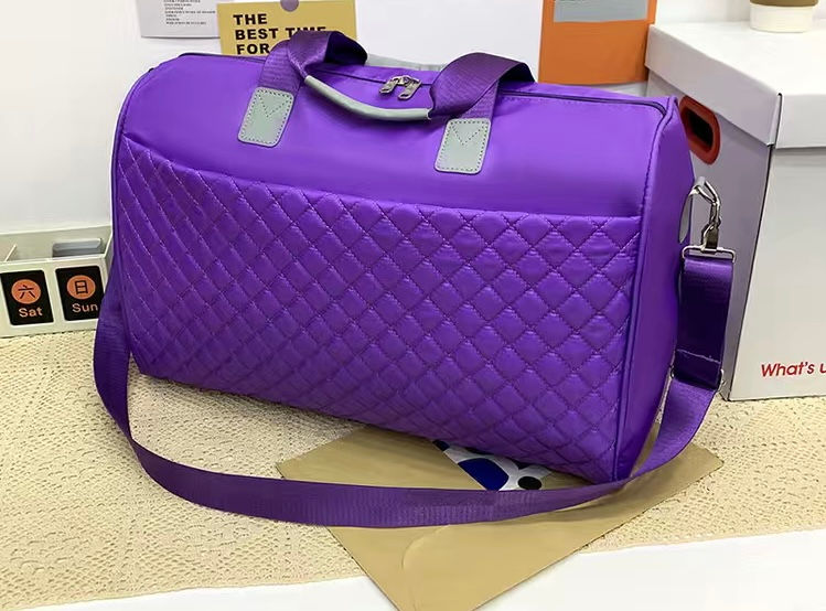 Purple Argyle Pattern Large Duffel Bag 