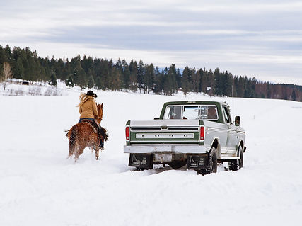 Cowboy Skiing in Montana  Behind a 1974 Ford F-250