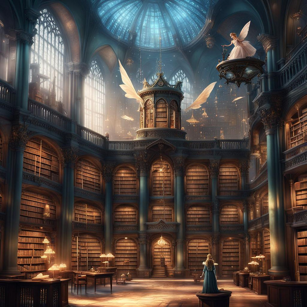 Una fata sorveglia la biblioteca