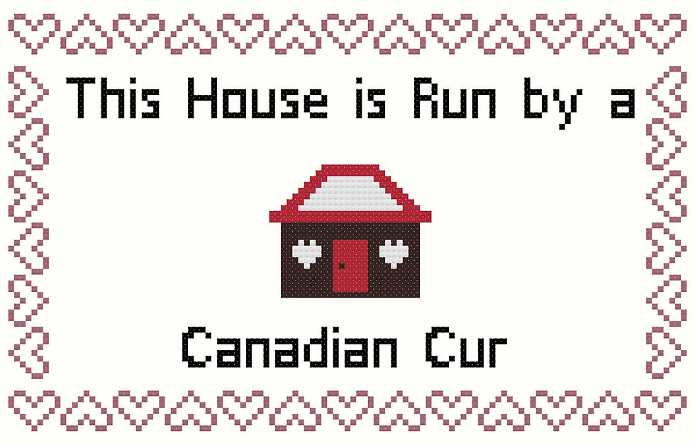 Canadian Cur This house is Run by a Dog Cross Stitch