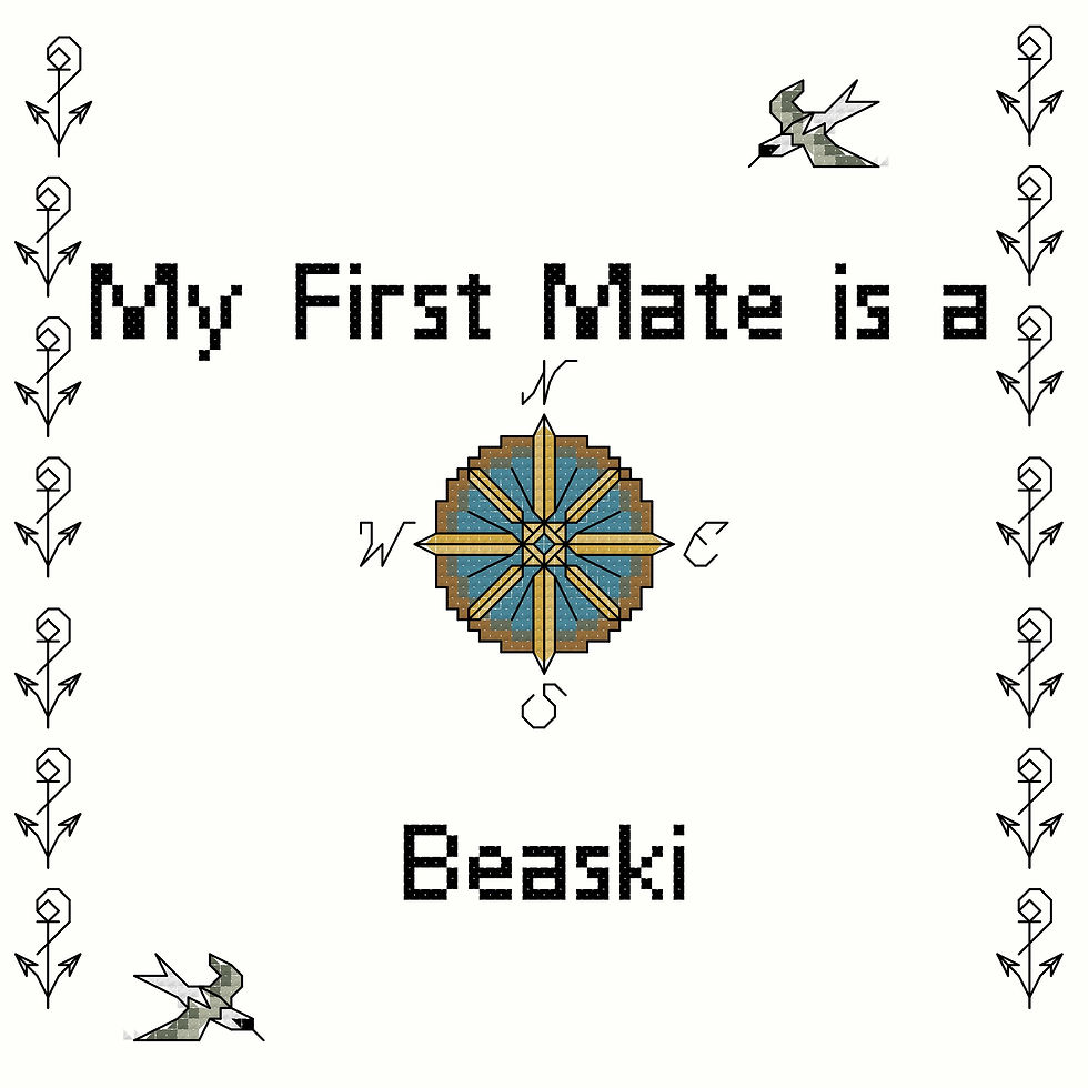 counted cross stitch instant download pattern "My First Mate is a Beaski" dog breed