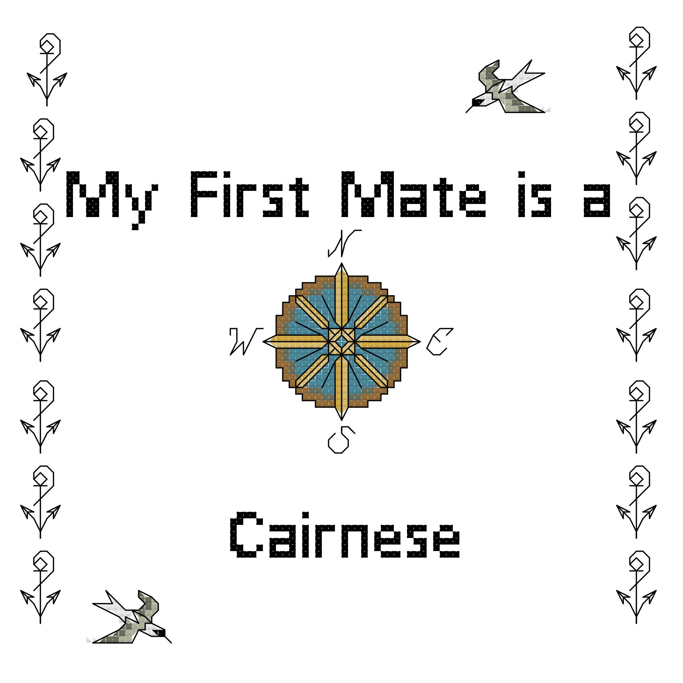 counted cross stitch pattern instant download " My First Mate is a Cairnese" dog breed