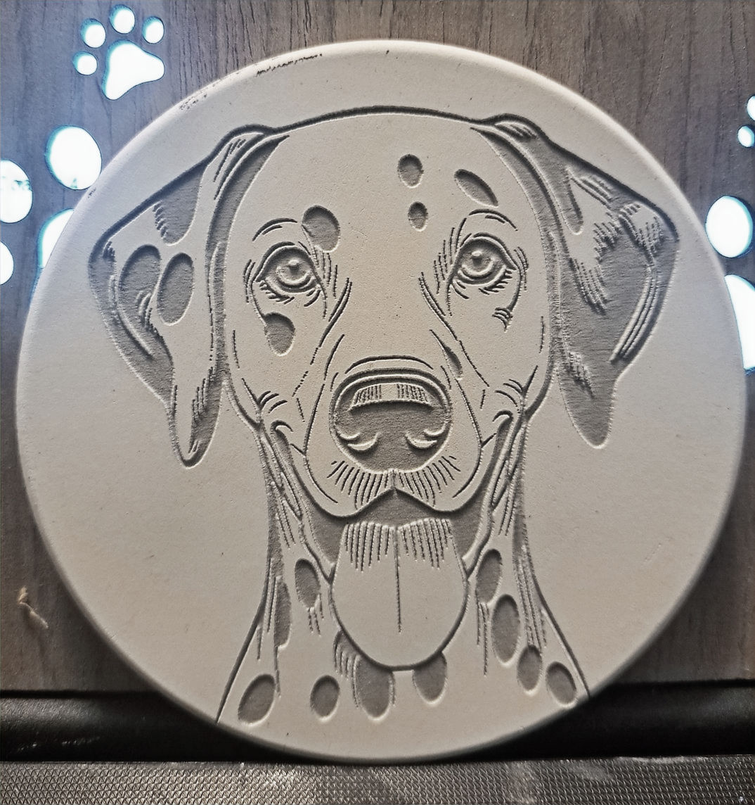 Dalmatian Dog Portrait Ceramic Coaster 4-inch diameter