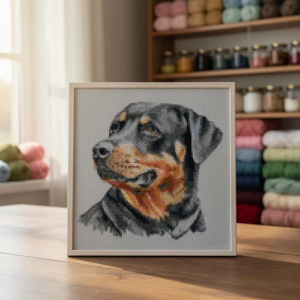 Rottweiler Portrait Side View cross stitch pattern
