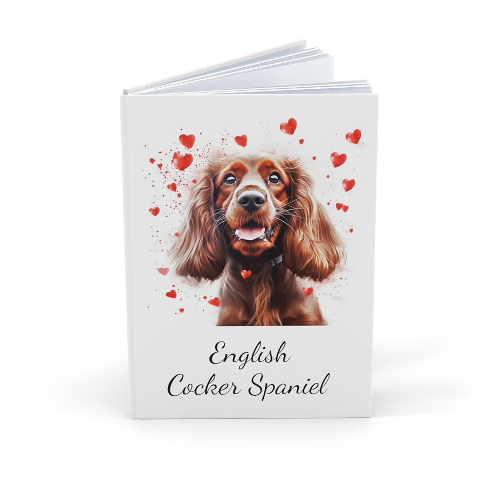 English Cocker Spaniel With Hearts Hardcover Journal (A5)