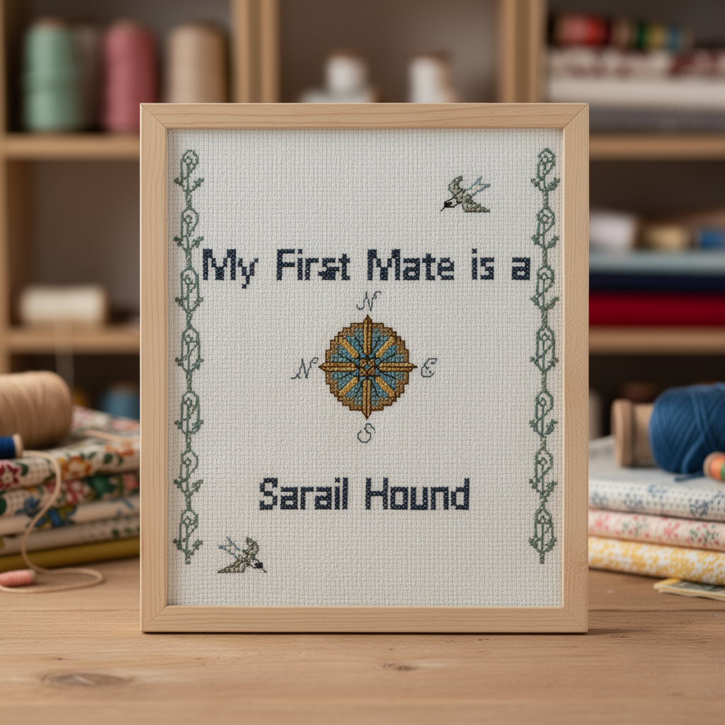 My First Mate is a Sarail Hound dog breed Counted Cross Stitch Pattern