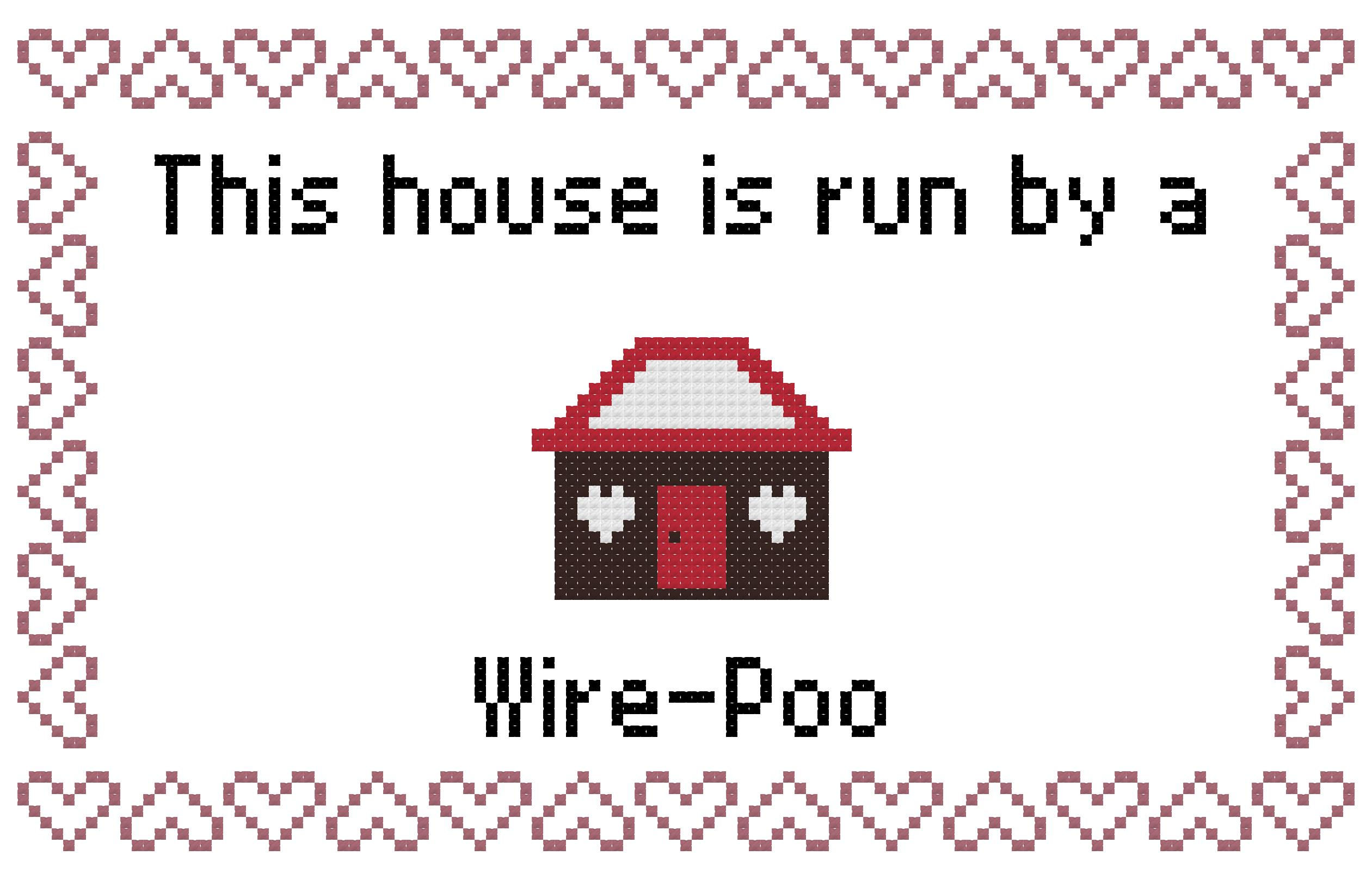 This House is Run by a Wire-Poo counted cross stitch pattern/graph instant download/pdf