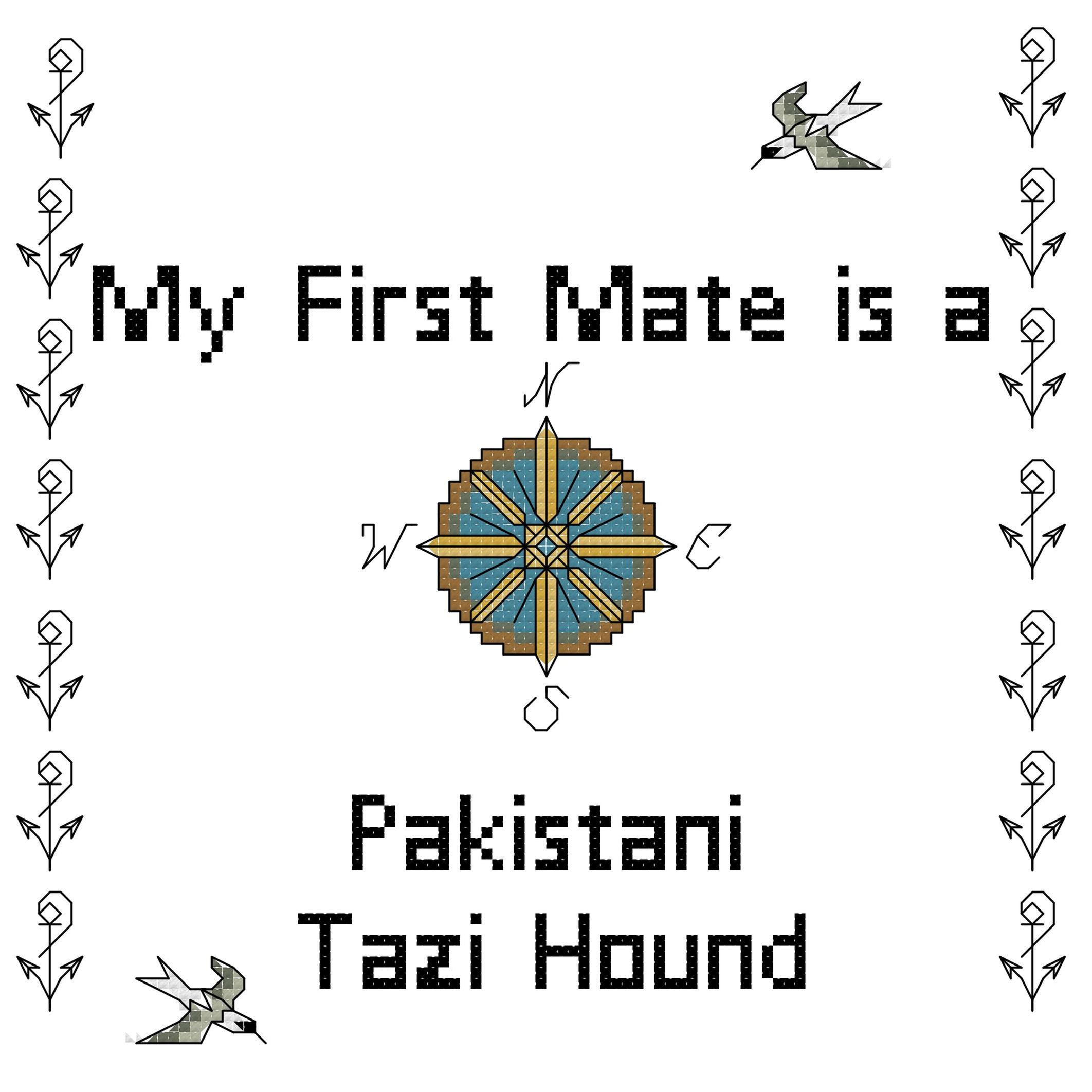 counted cross stitch pattern graph instant download "My First Mate is a Pakistani Tazi Hound" dog