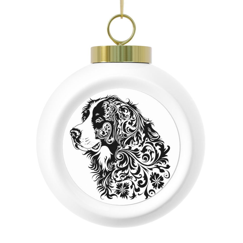 Bernese Mountain Dog Floral Portrait Christmas Ball Ornament