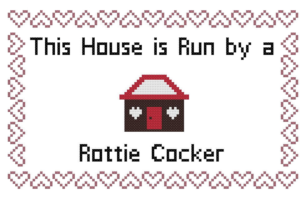 Rottie Cocker This house is Run by a Dog Cross Stitch