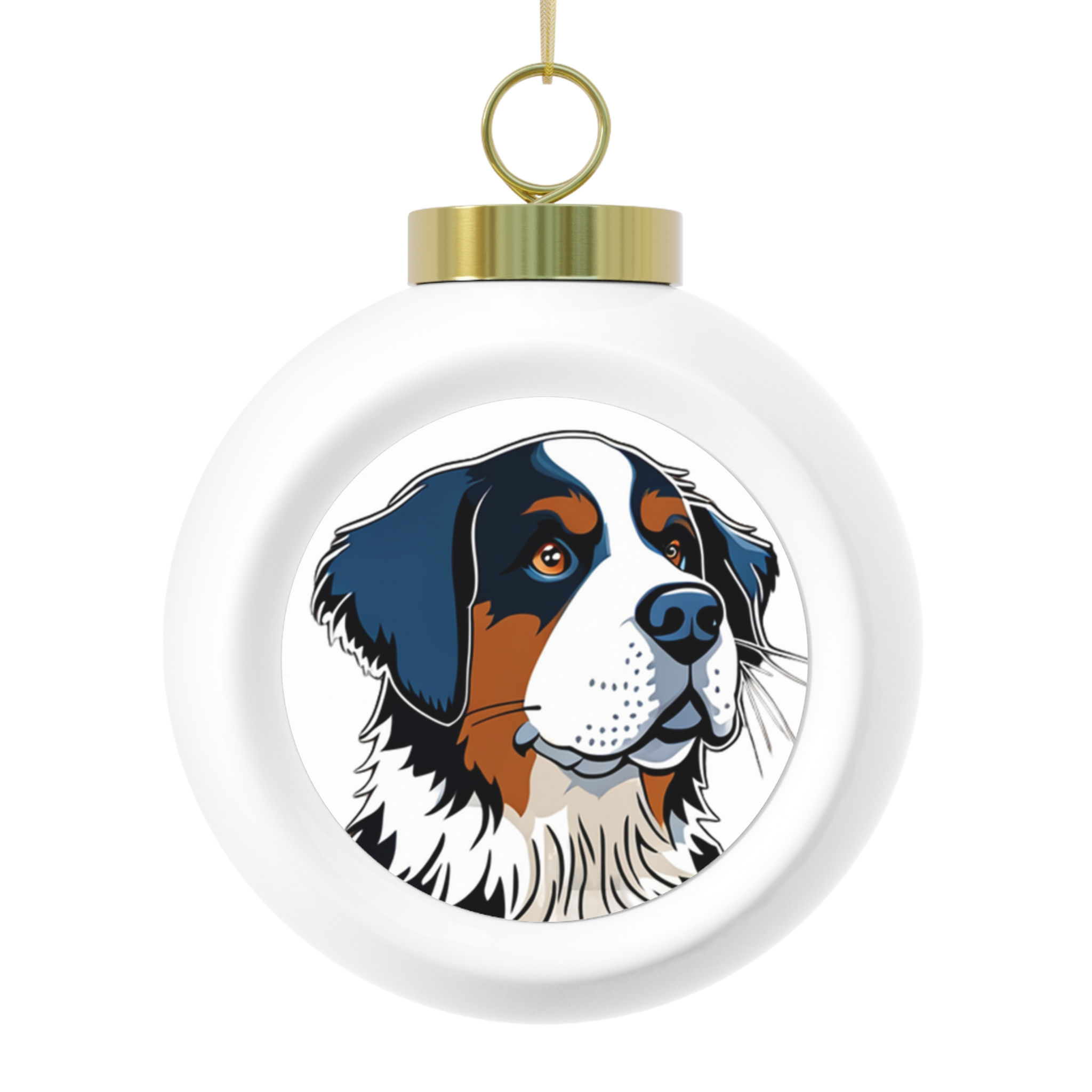Bernese Mountain Dog Portrait ceramic Christmas Ball Ornament