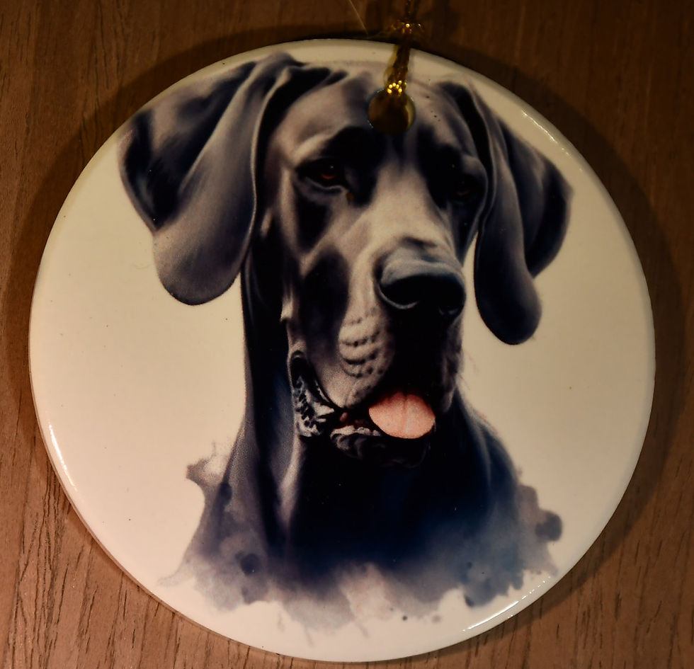 Great Dane (Black) Portrait Ceramic Ornament (3")