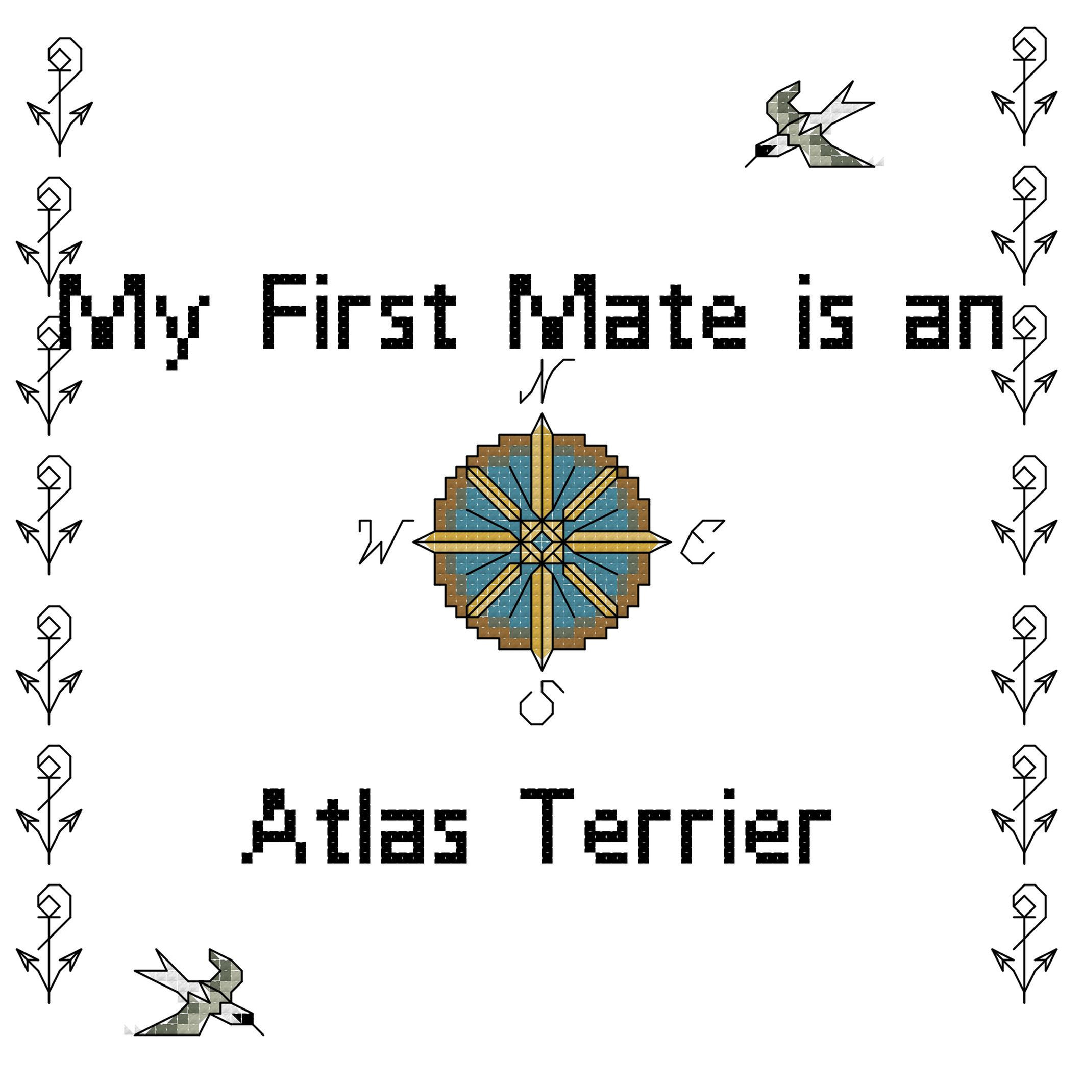 My First Mate is an Atlas Terrier counted cross stitch chart instant download pdf