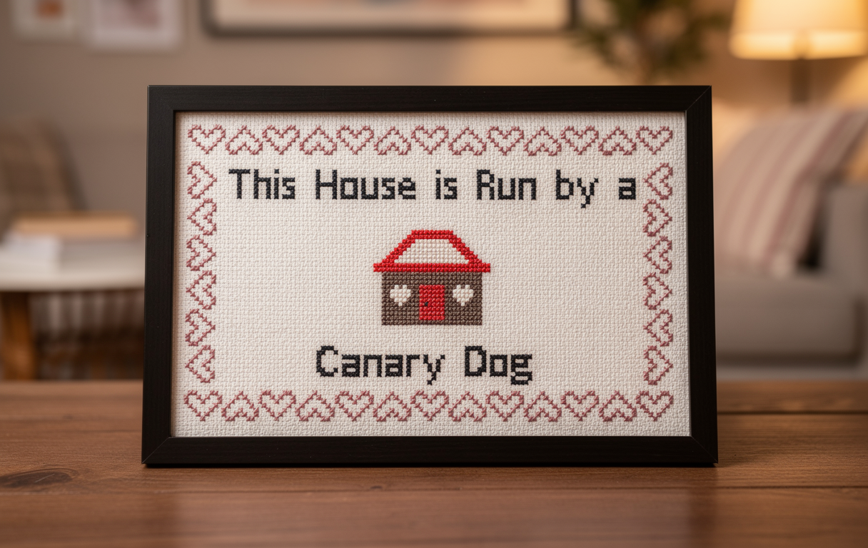 This House is Run by a Canary Dog Counted Cross Stitch Pattern Instant Download