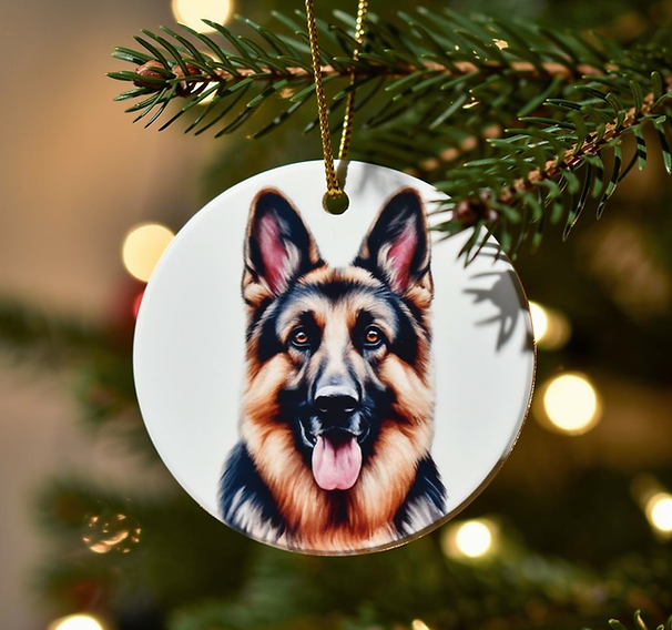 German Shepherd Dog Portrait Round Metal Ornament