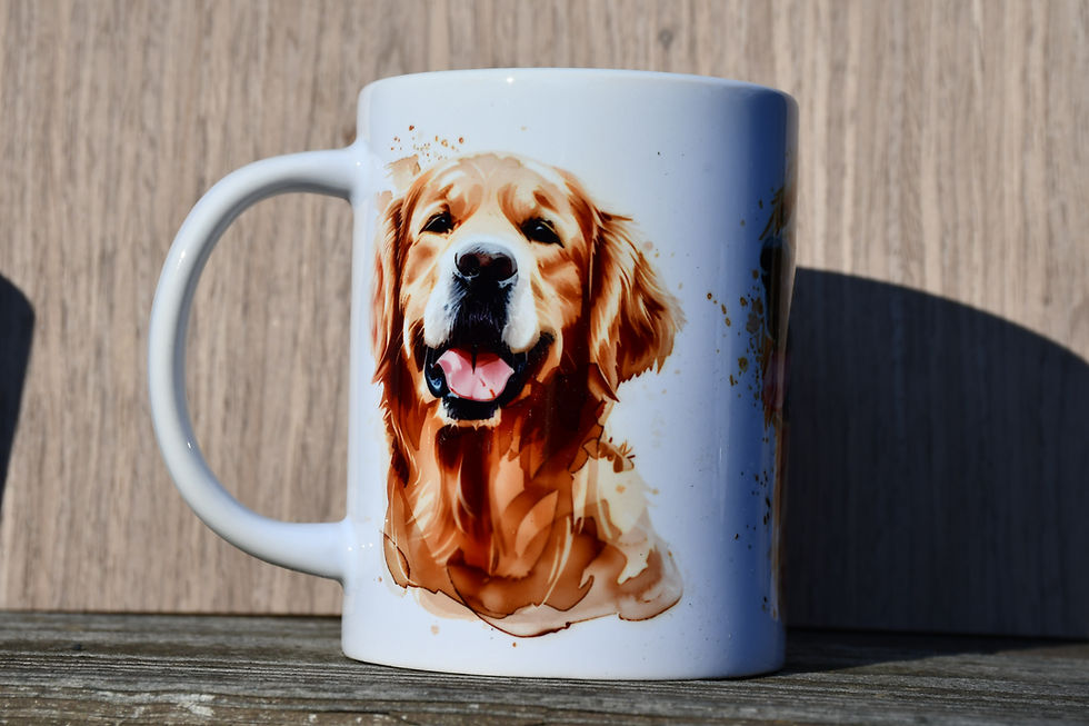 Golden Retreiver Dog Watercolor Portraits Ceramic 15-ounce Mug