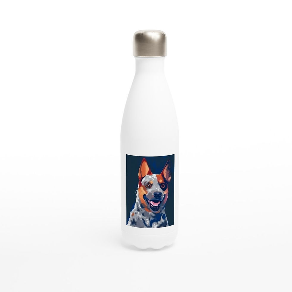 Australian Cattle Dog Portrait Van Gogh Style Stainless Steel Water Bottle
