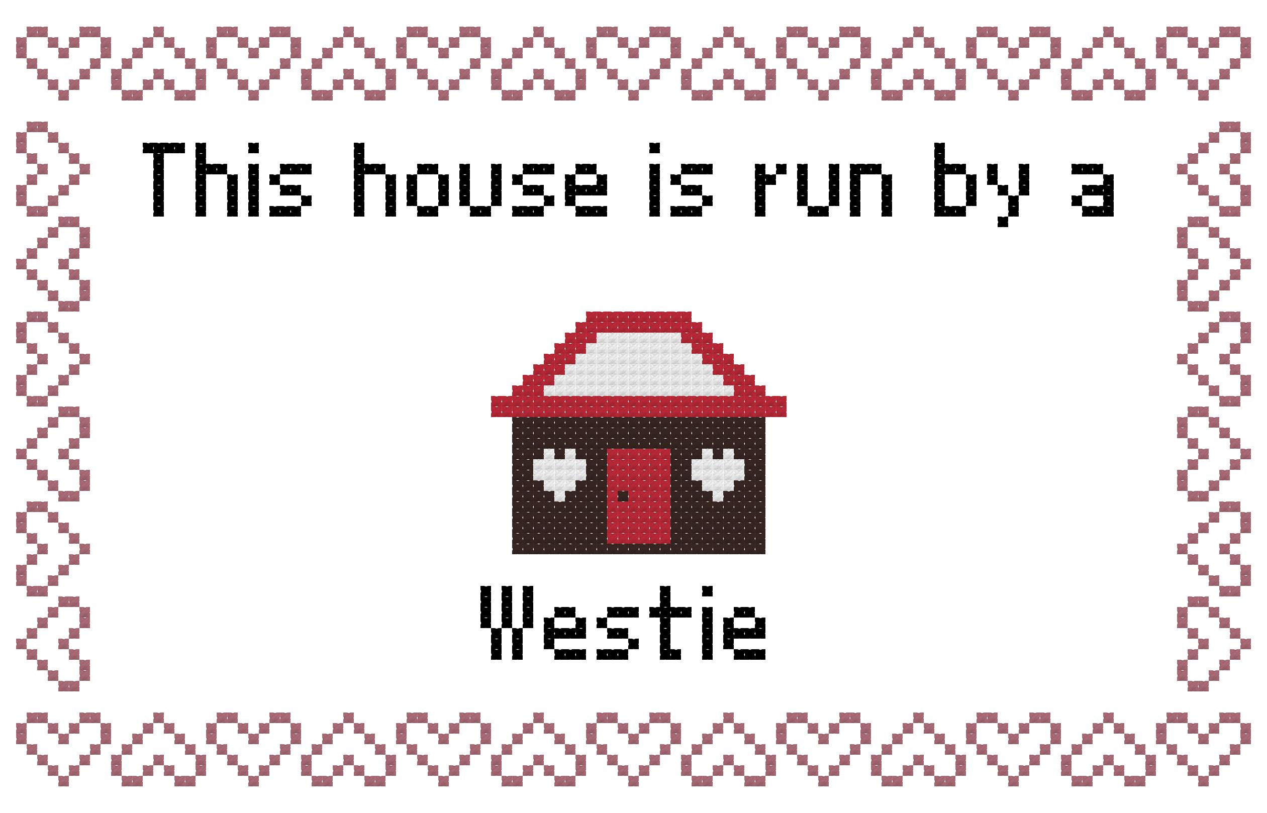 This House is Run by A Westie counted cross stitch pattern/graph instant download/pdf