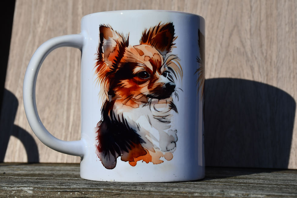 Chihuahua, Long Haired Dog Watercolor Portraits Ceramic 15-ounce Mug