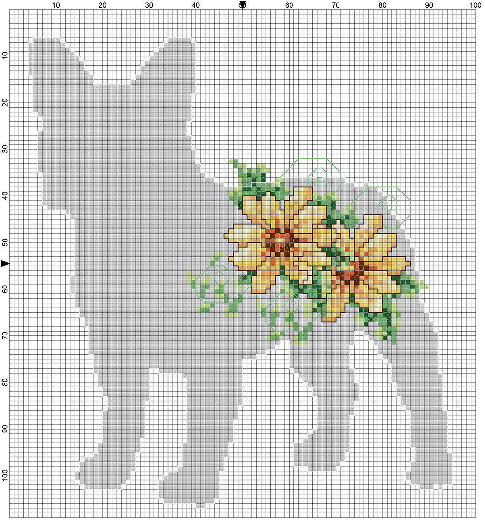 boglen terrier dog silhouette with flowers counted cross stitch pattern for dog lovers instant download