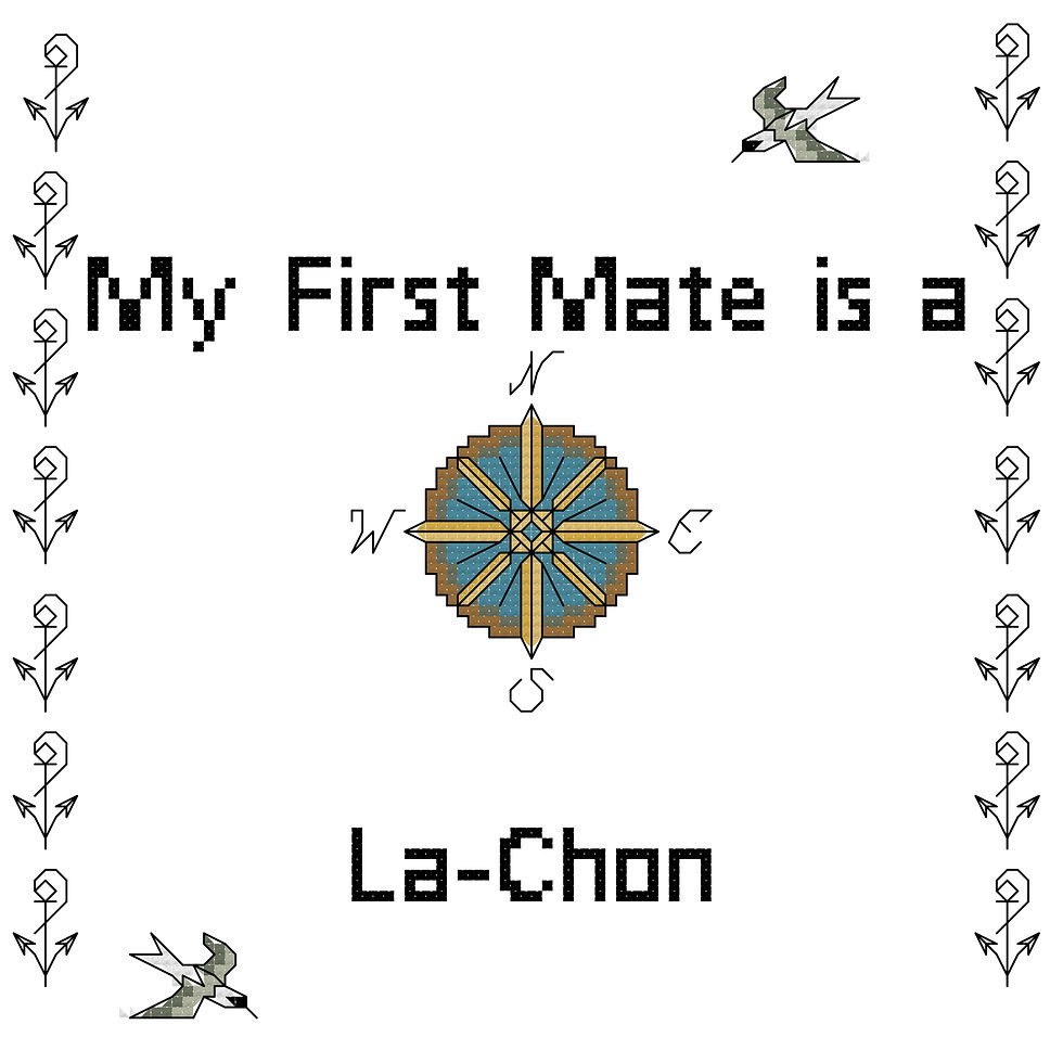 My First Mate is a La-Chon Dog Breed Counted Cross-Stitch Pattern