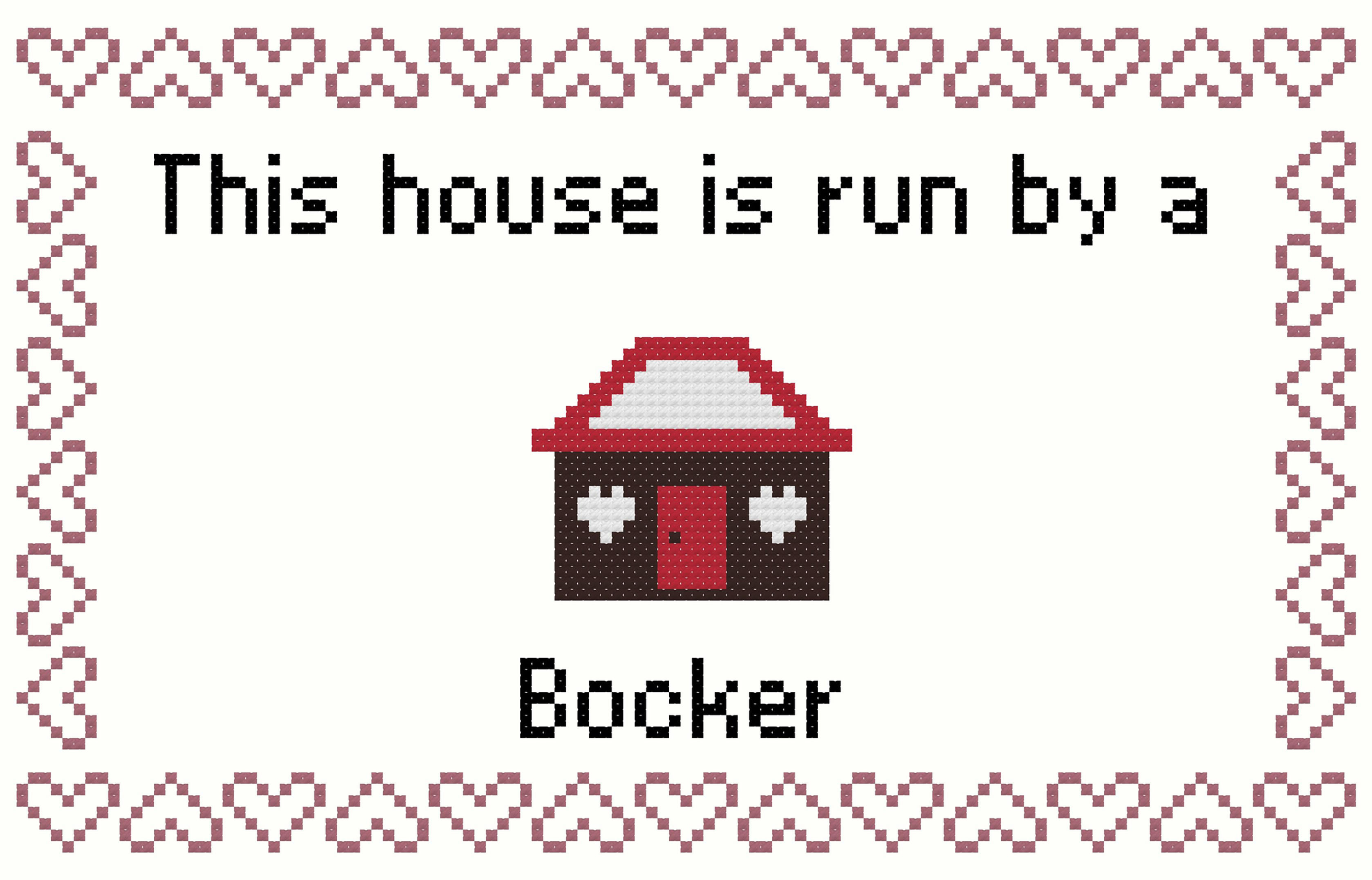 Bocker This house is Run by a Dog Cross Stitch