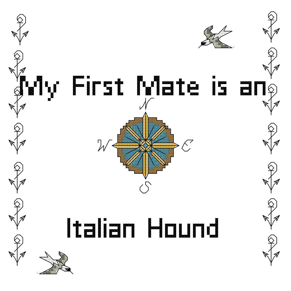 counted cross stitch pattern "My First Mate is an Italian Hound" dog breed