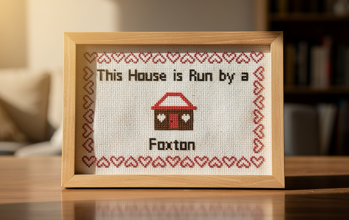 this house is run by a foxton dog counted cross stitch pattern instant download
