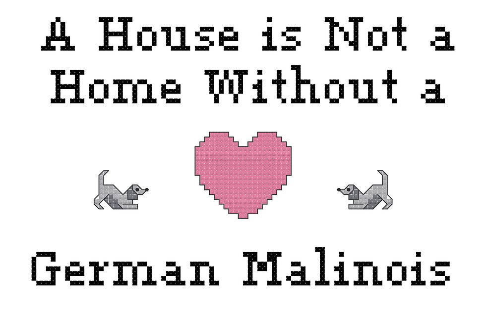 A house is not a home without a German Malinois dog counted cross stitch pattern