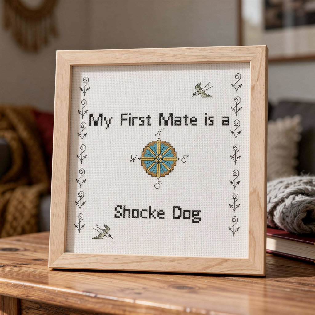 counted cross stitch pattern "My First Mate is a Shocke Dog" breed