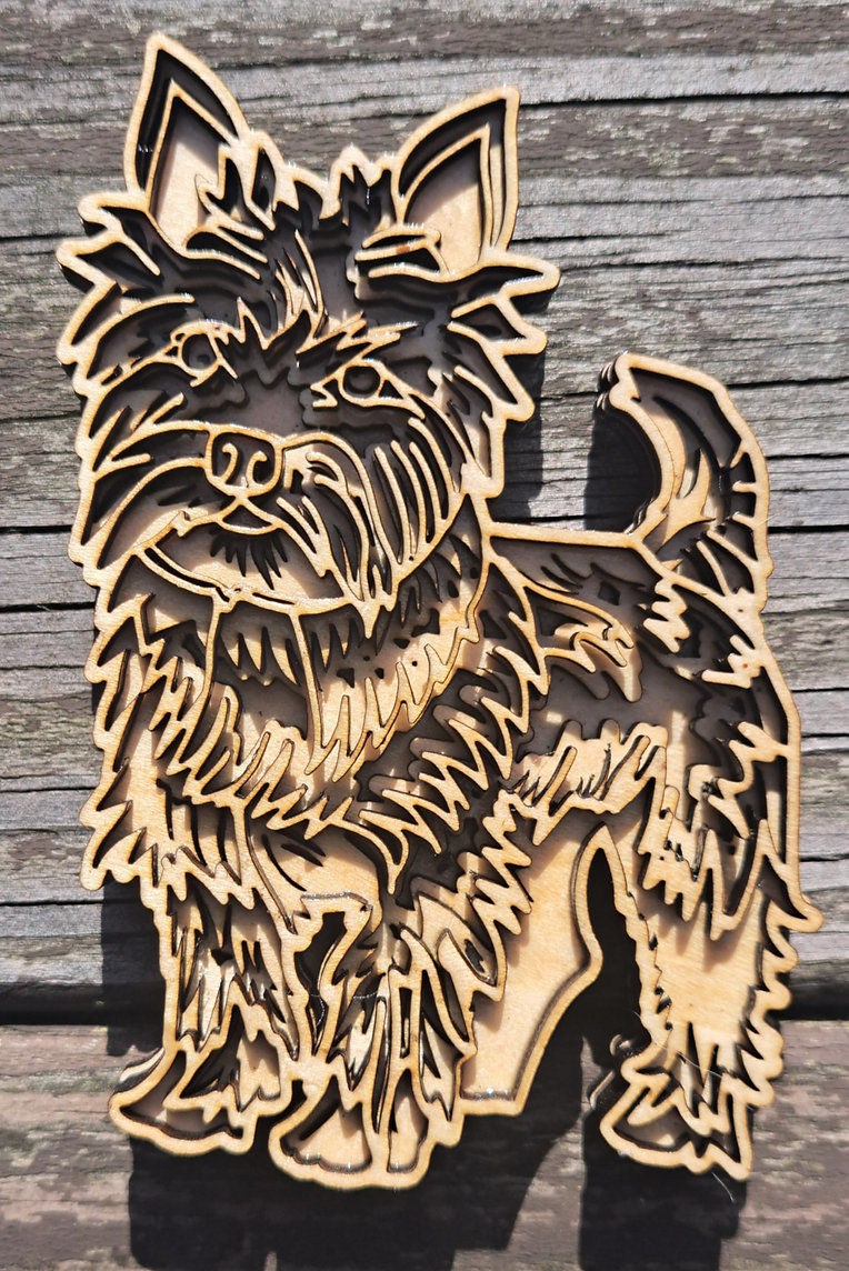 Affenpinscher/Monkey Dog 4-Layer Wood Magnet
