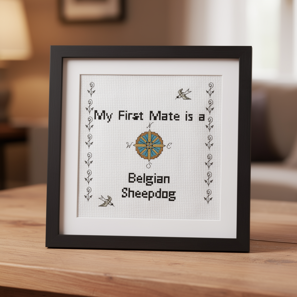 counted cross stitch pattern instant download "My First Mate is a Belgian Sheepdog" dog breed