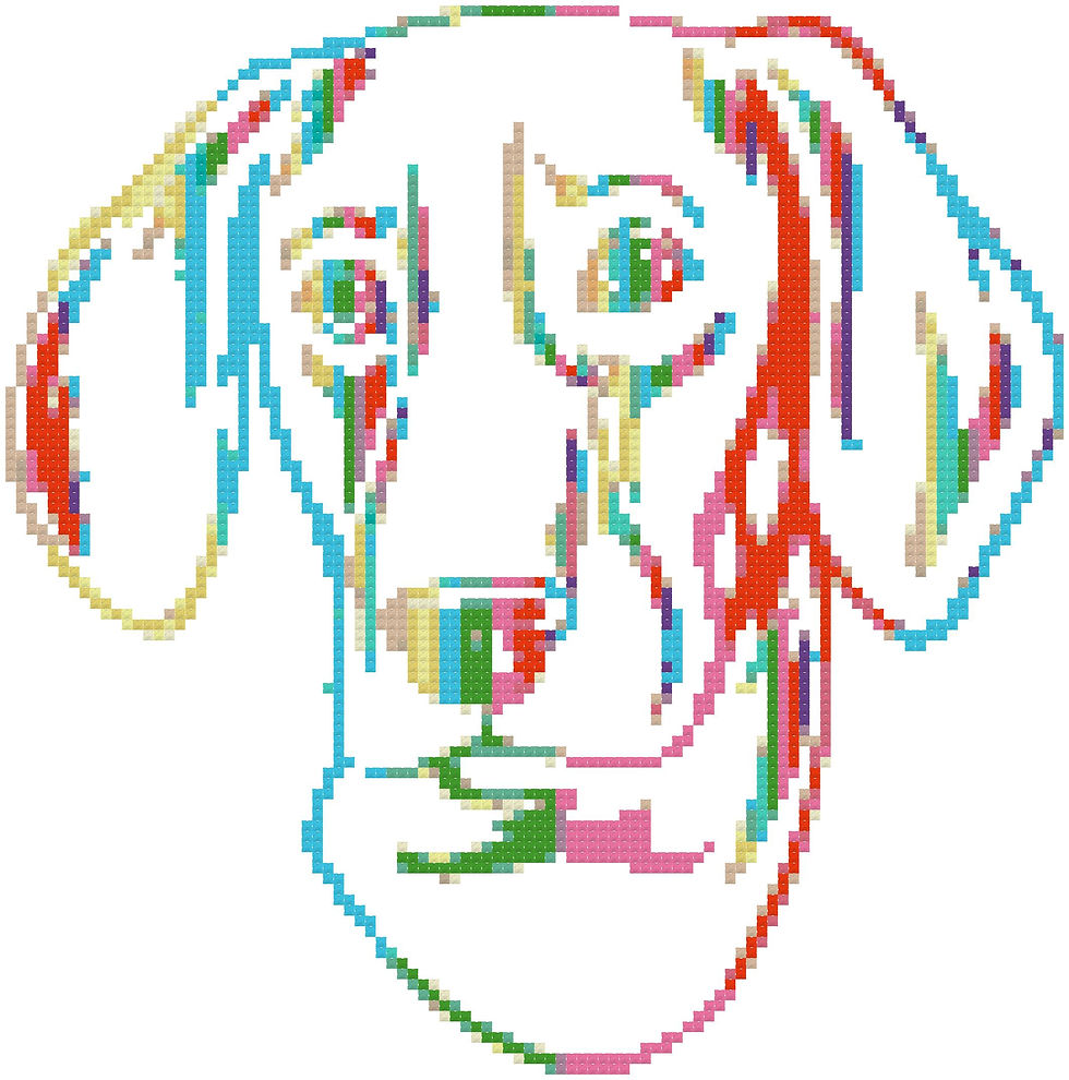 Ariege Pointer Rainbow Portrait Dog Cross Stitch