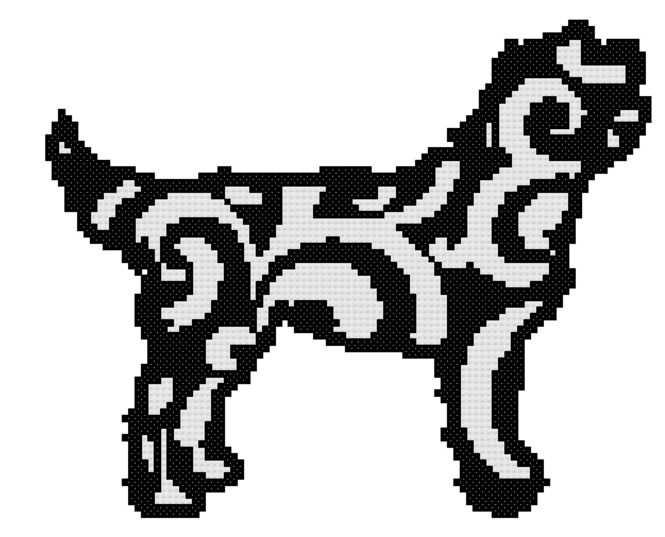 Labradoodle Modern Black Dog Cross Stitch Pattern