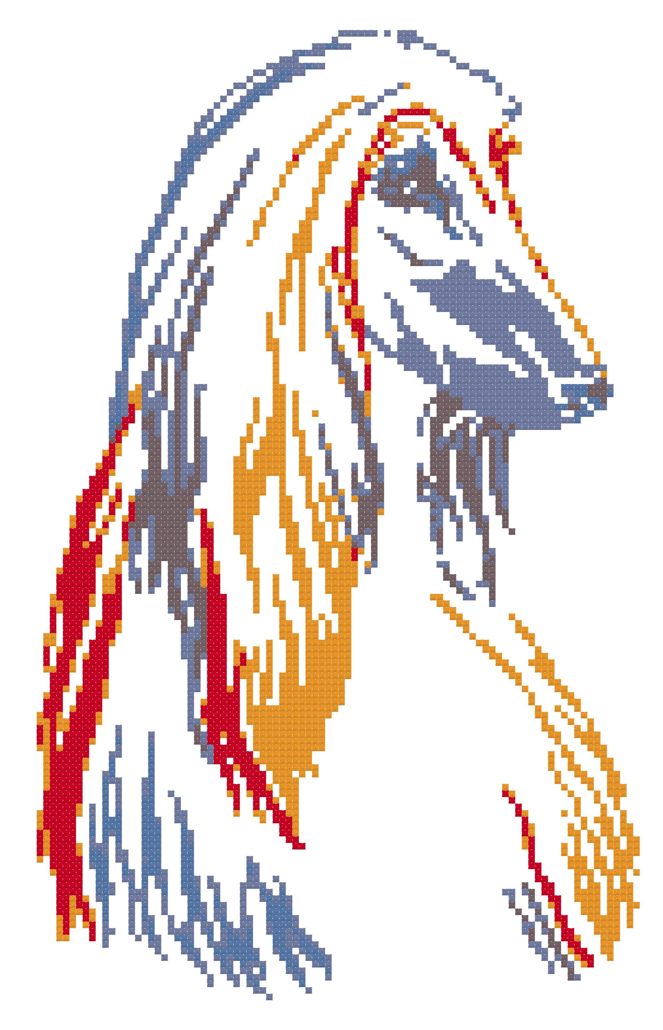 Afghan Hound Rainbow Portrait Dog Cross Stitch
