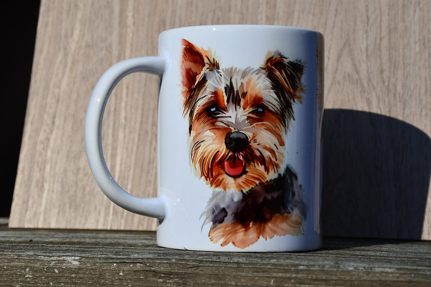 Yorkshire Terrier Dog Watercolor Portraits Ceramic 15-ounce Mug