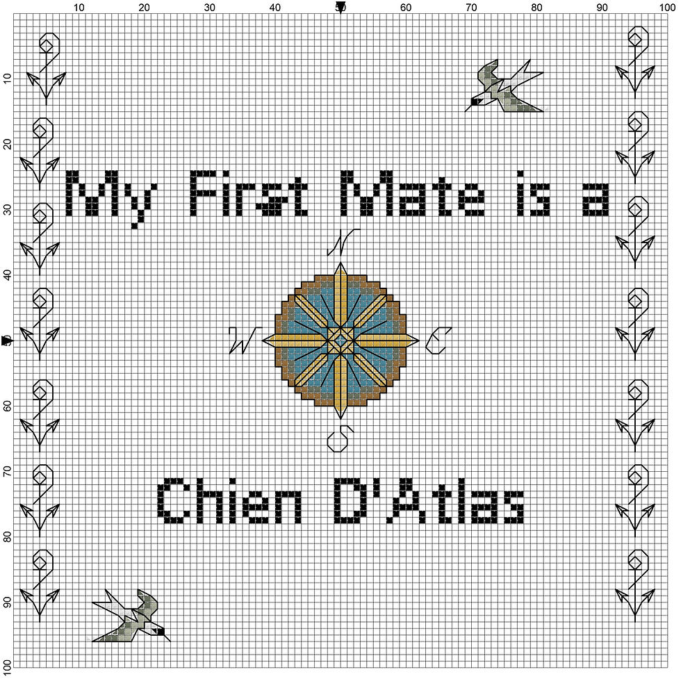 My First Mate is a Chien D'Atlas Dog Counted Cross Stitch Pattern