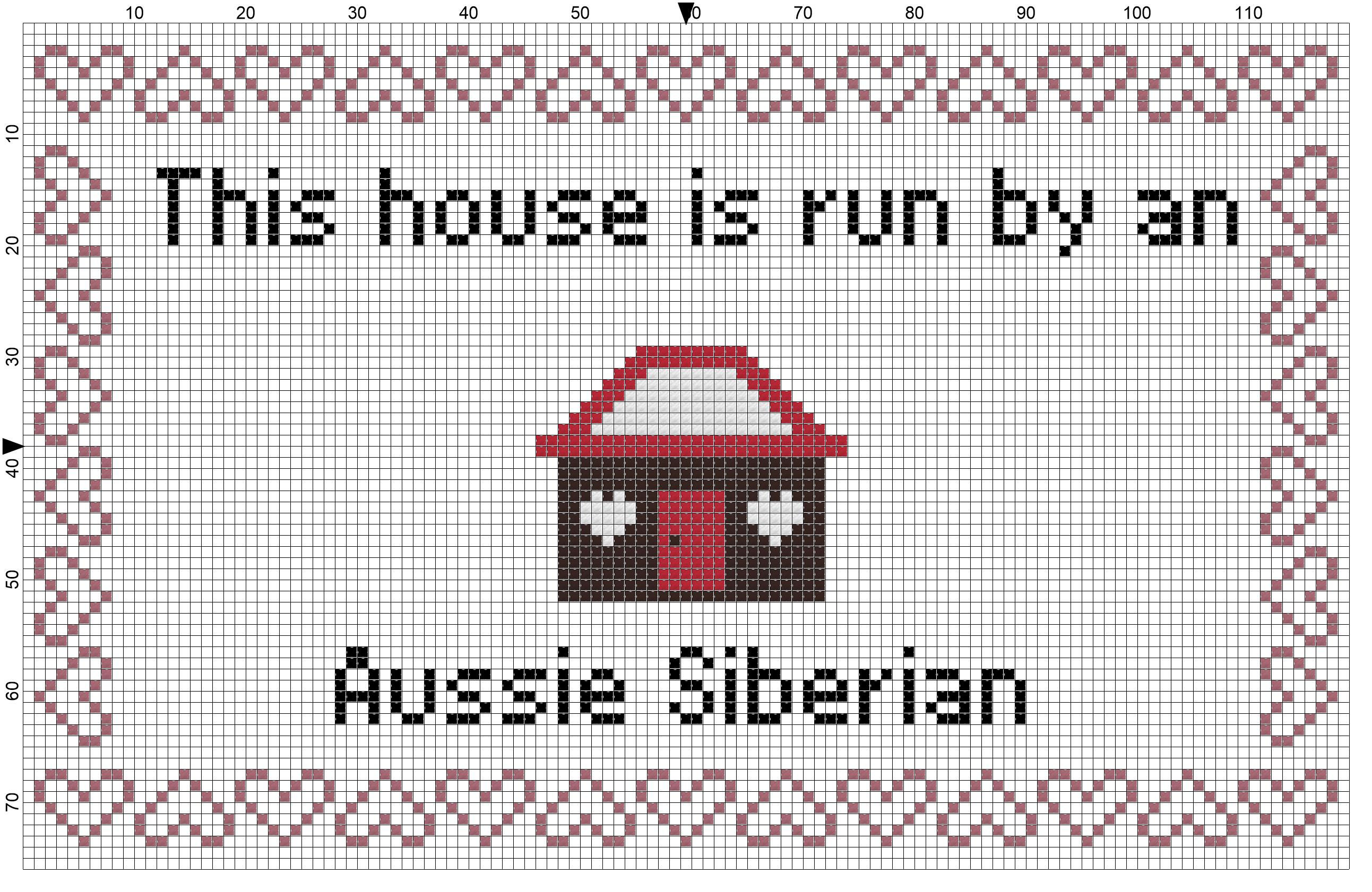 Aussie-Siberian This house is Run by a Dog Cross Stitch