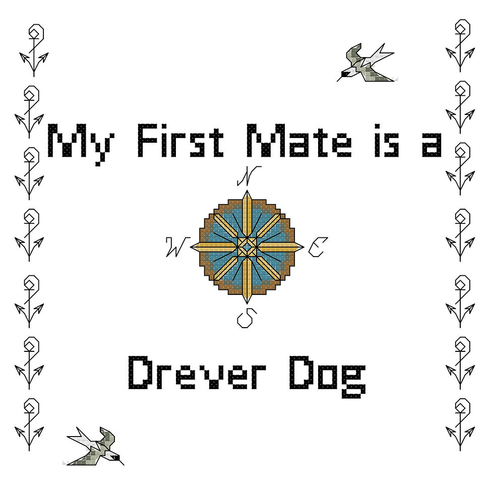dog breed counted cross stitch "My First Mate is a Drever Dog" by ameri-pooch dog boutique