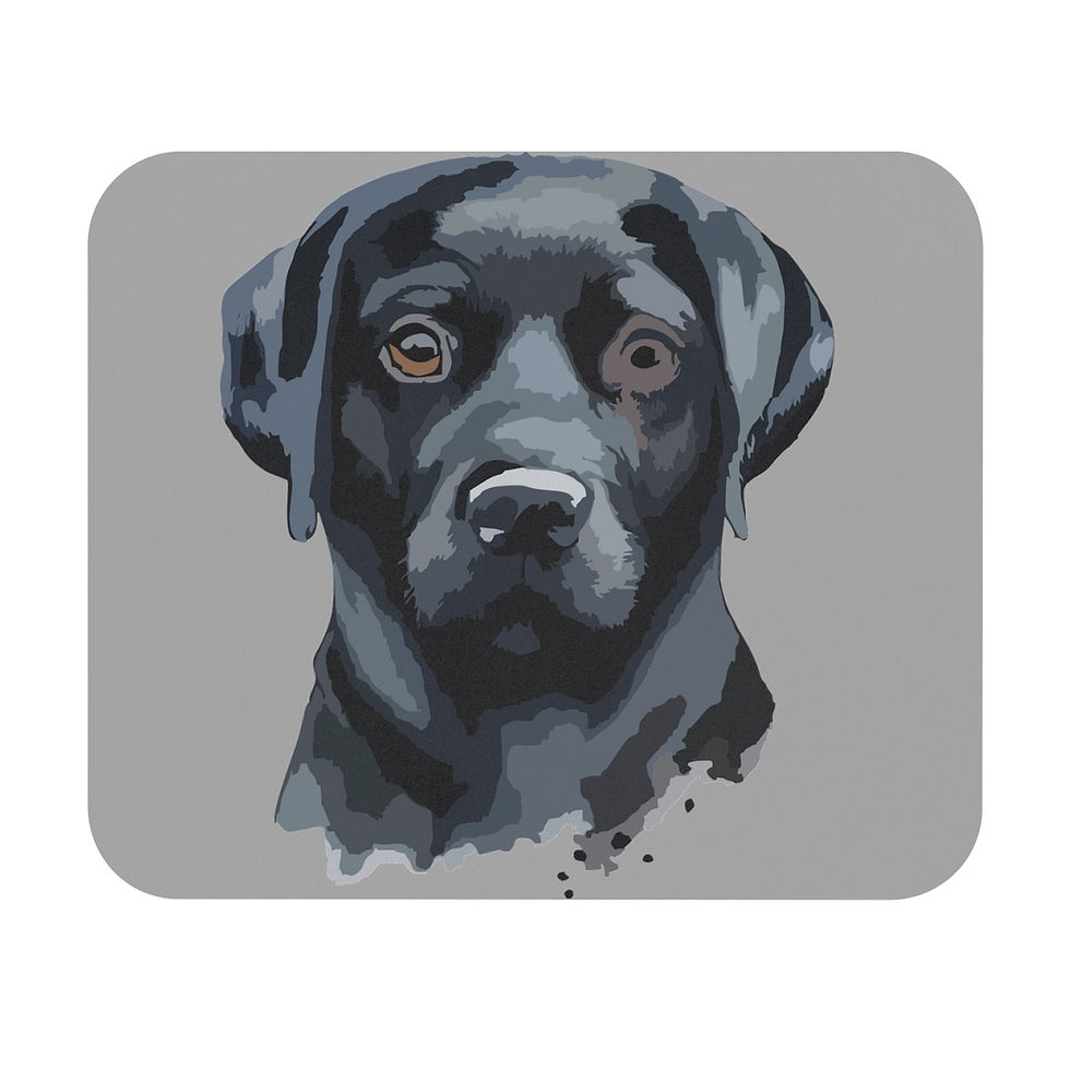 Black Labrador Retriever Portrait (Grey) Mouse Pad (Rectangle)