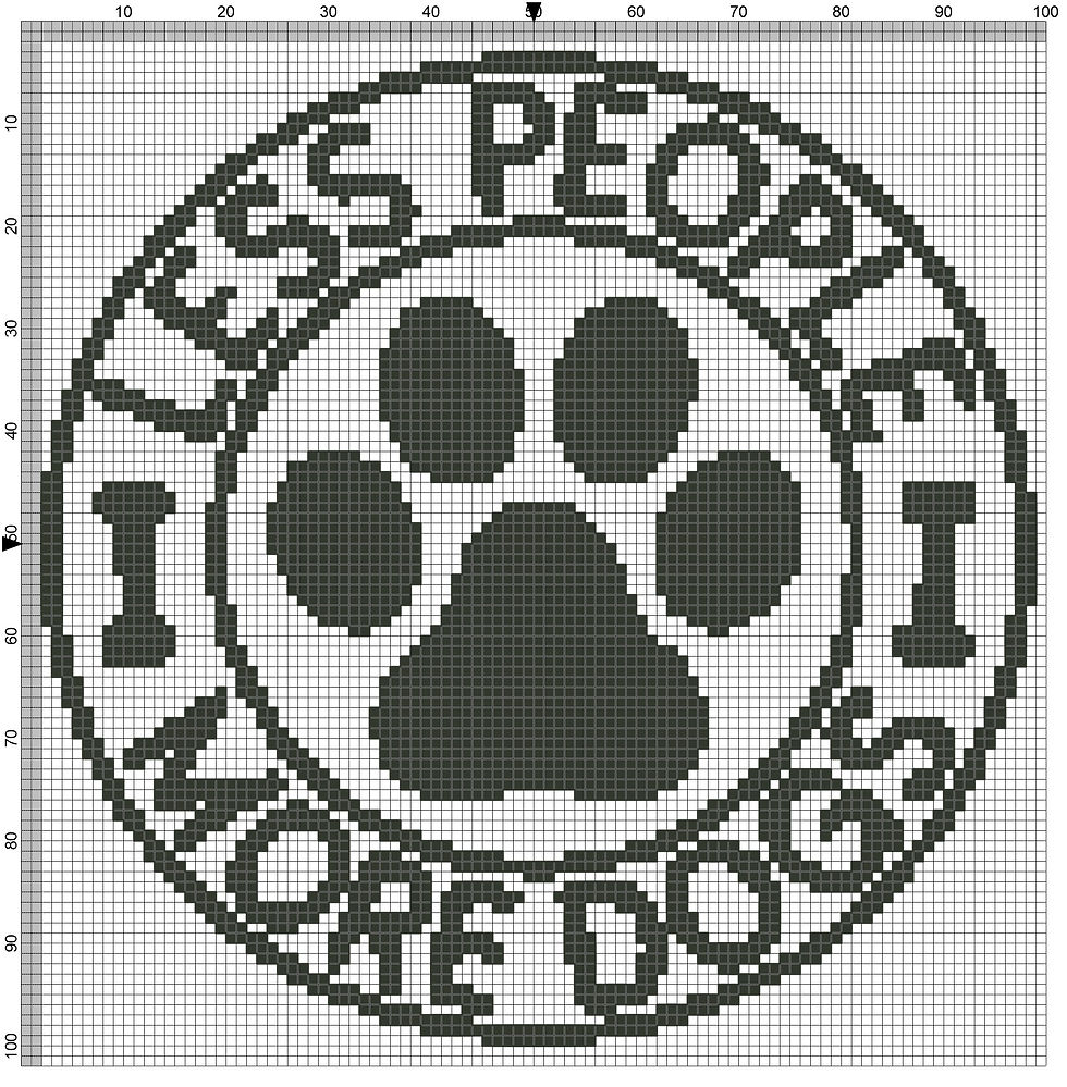 Less People More Dogs with a paw and bones counted cross stitch pattern instant download/pdf