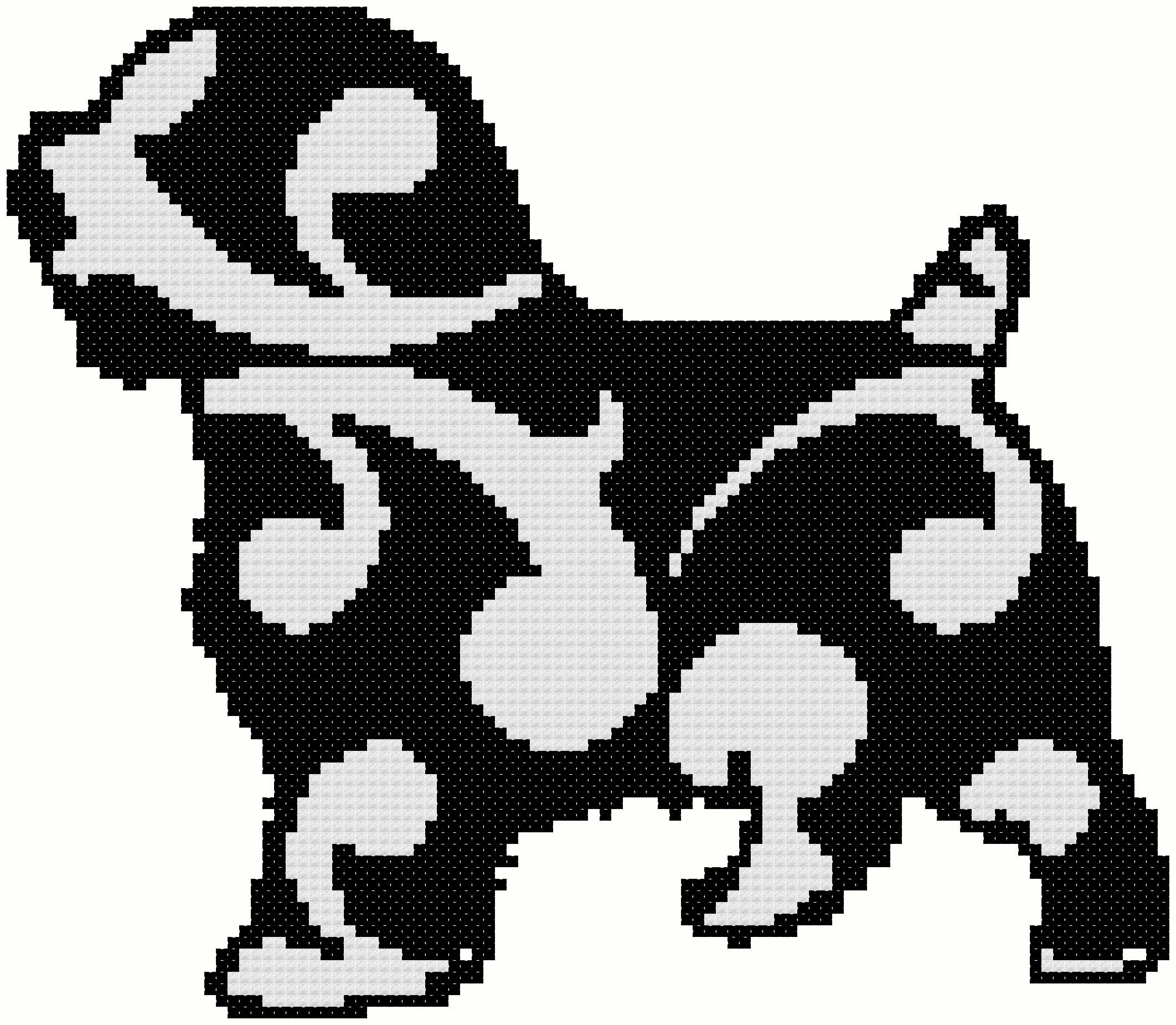 Norfolk terrier dog silhouette in black and white paisley style cross stitch pattern