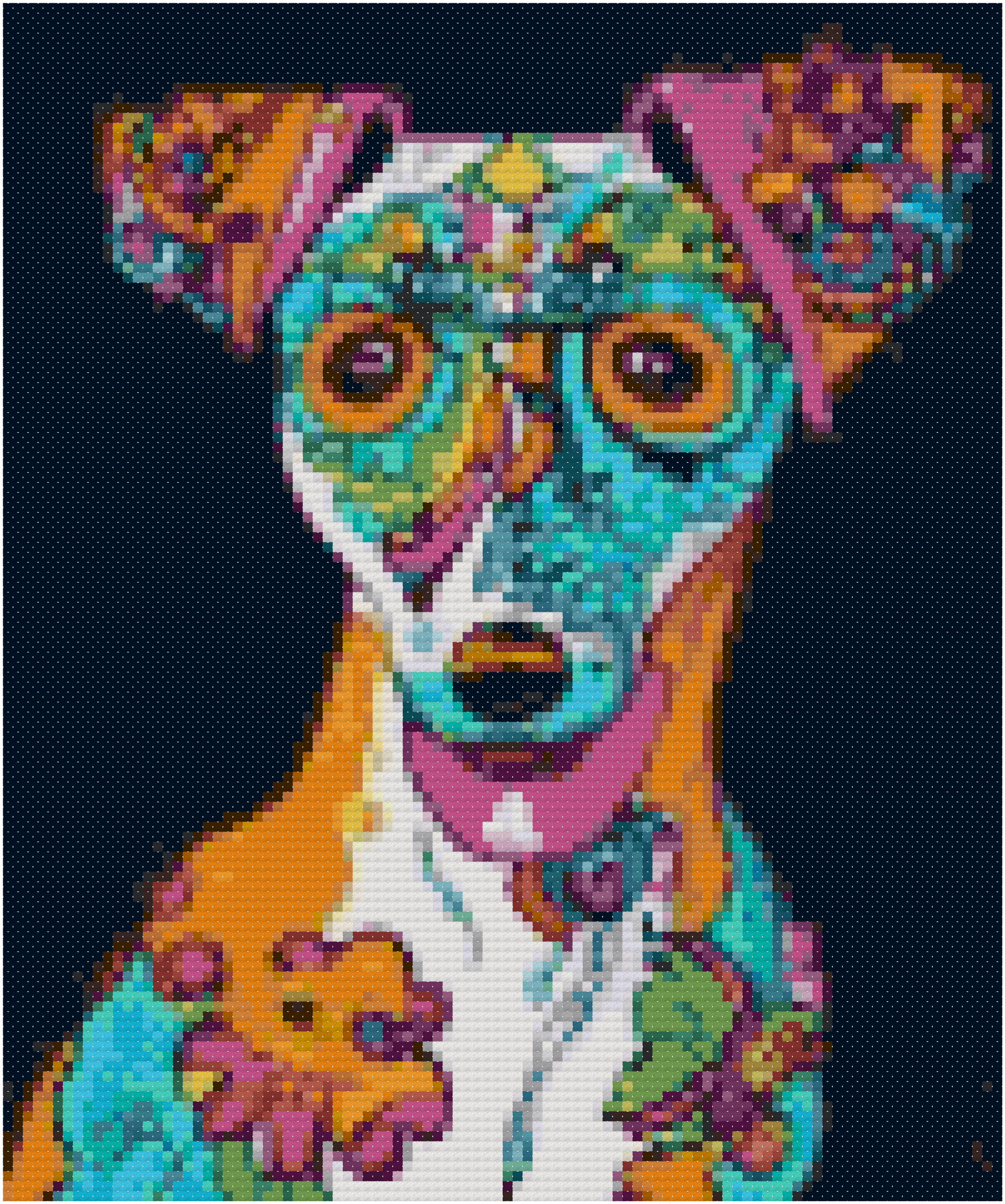 Jack Russell Terrier Portrait Day of the Dead Dog Counted Stitch