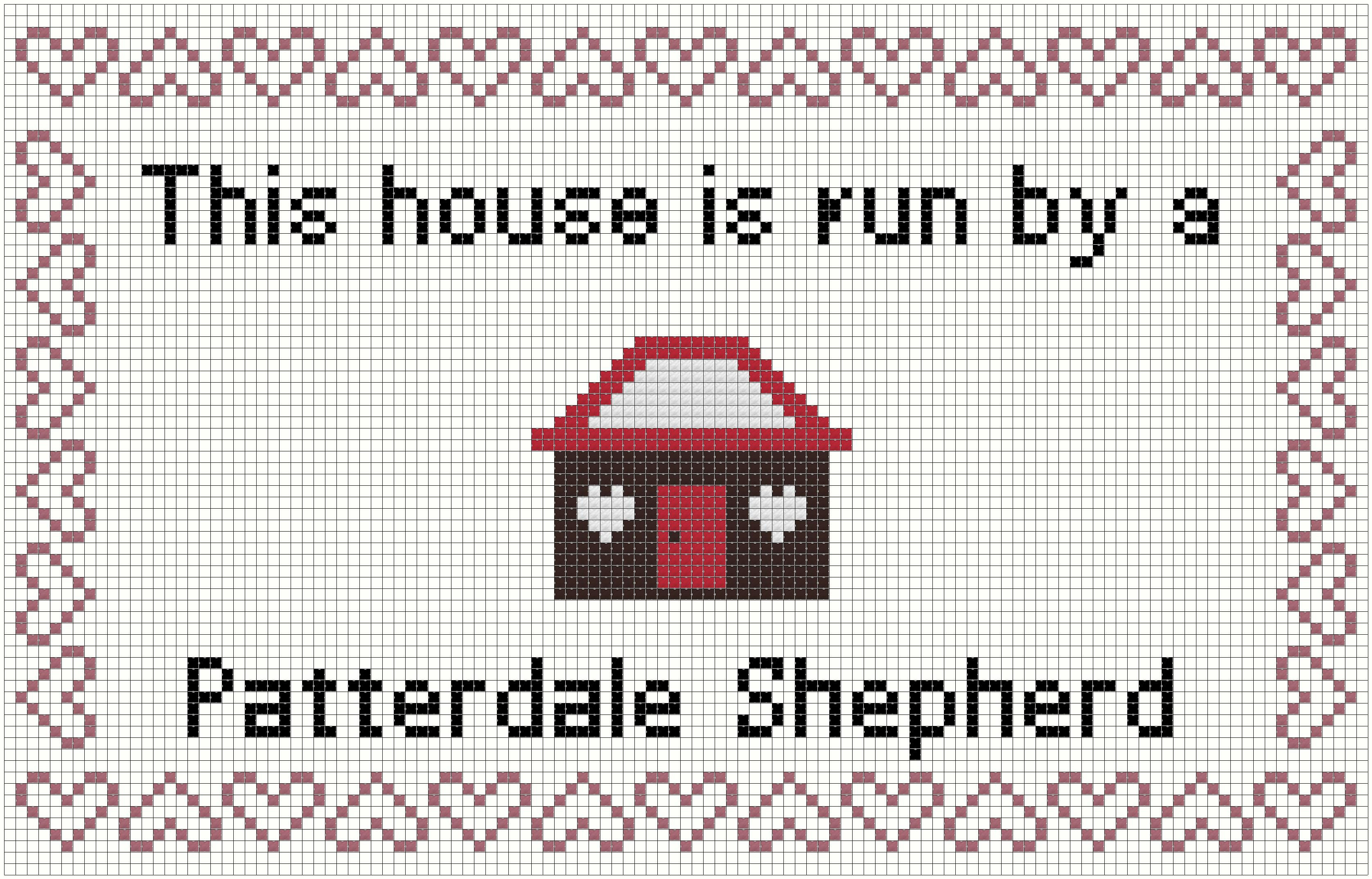 Patterdale Shepherd This house is run by a Dog Cross Stitch