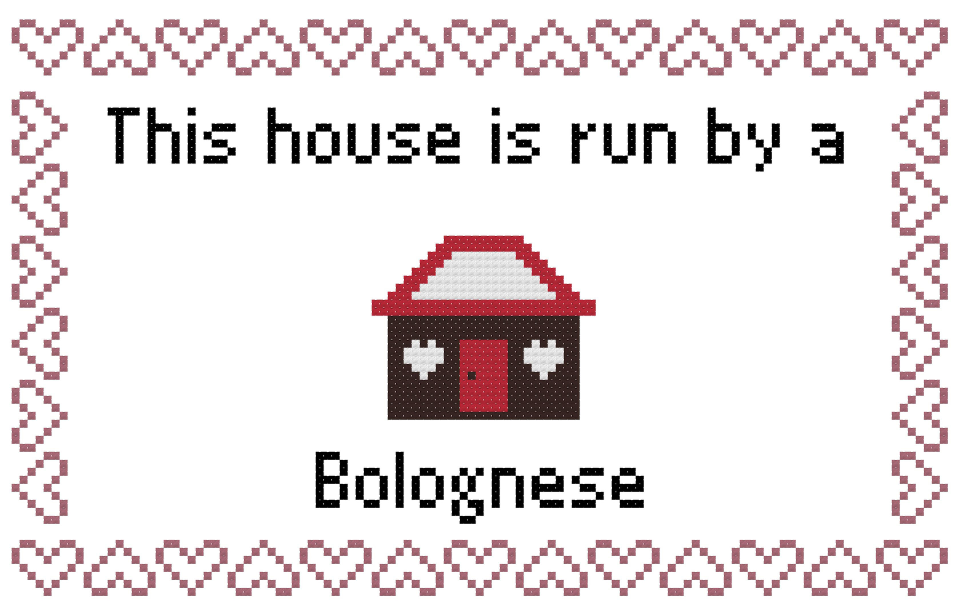 Bolognese Dog This house is Run by a Cross Stitch