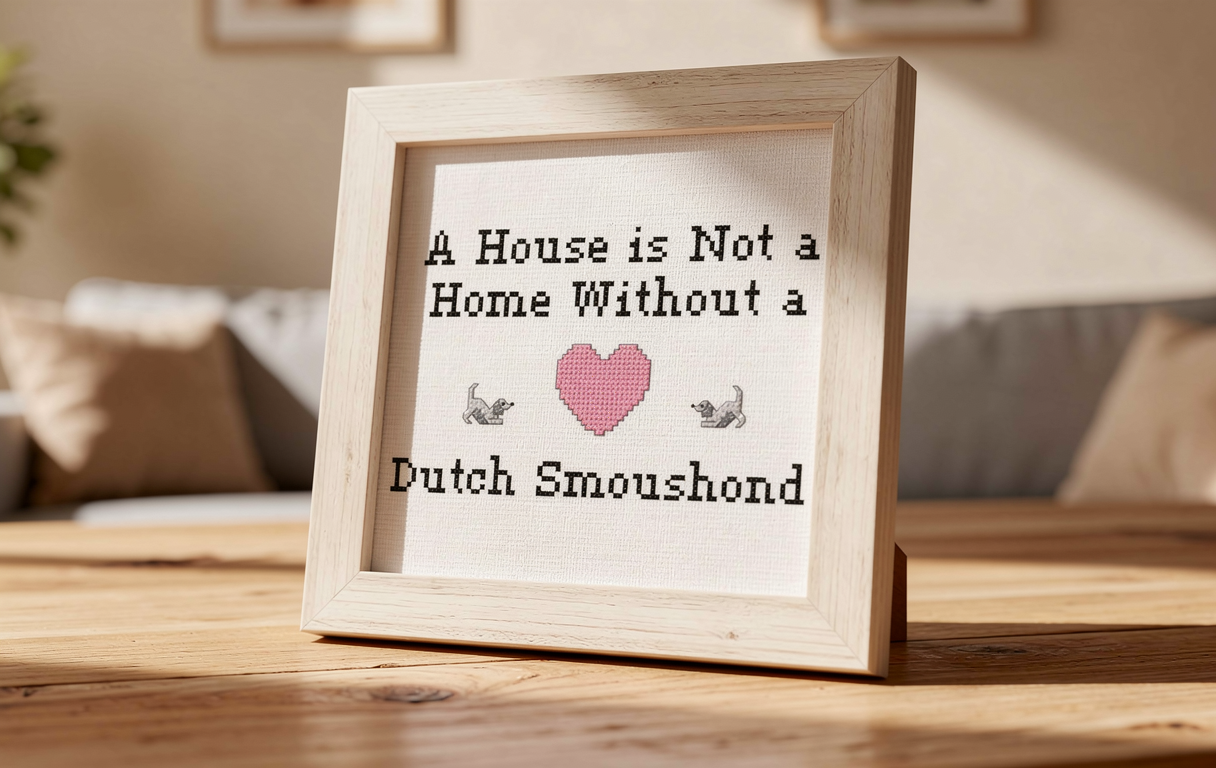 counted cross stitch pattern graph instant "A House Is Not a Home Without a Dutch Smoushond" dog breed