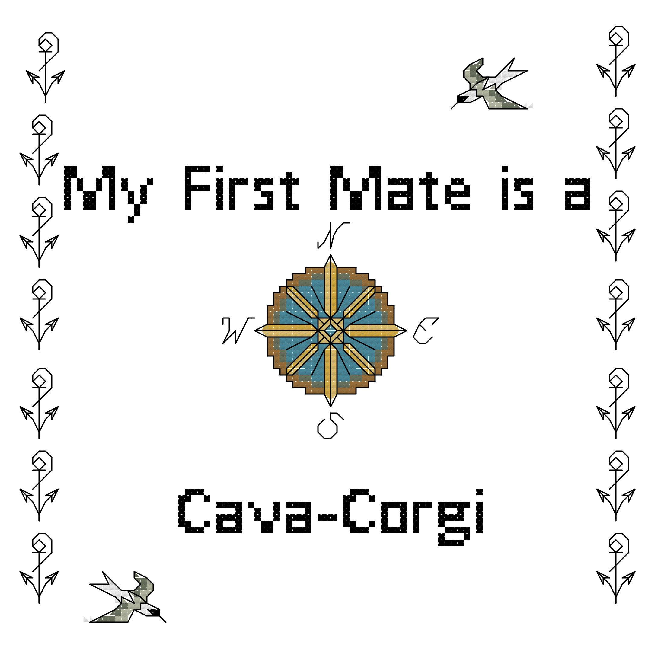 Cava-Corgi designer dog breed counted cross stitch xstitch needlework pattern graph instant download lover home decor gift